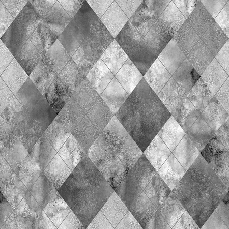 Argyle seamless plaid texture. Watercolor hand drawn black gray white pattern background. Watercolour diamond shapes background. Print for cloth design, textile, fabric, wallpaper, wrapping, tile.の写真素材