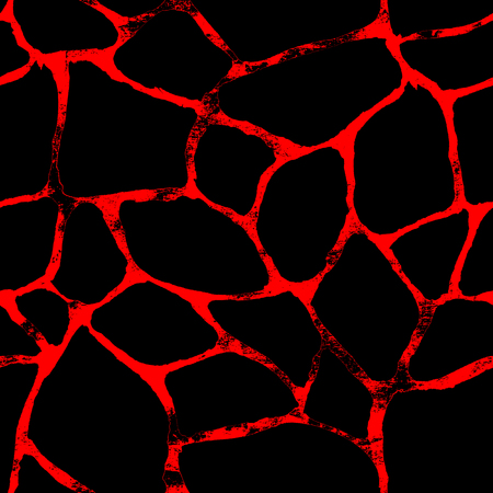 Abstract chaotic grunge geometric black and bloody red seamless pattern. Bright contrast color hand drawn ornament textured background. Print for textile, wallpaper, wrapping.の写真素材