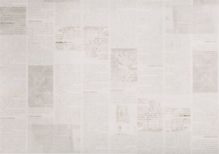 Vintage grunge newspaper paper texture background. Blurred old news background. A blur unreadable aged newspapers page with place for text. Gray brown beige collage news pages background.の写真素材