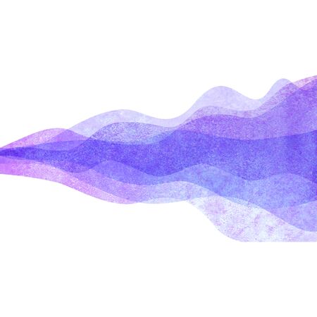 Watercolor transparent wave purple violet lavender colored background. Watercolour hand painted waves illustration. Banner frame backdrop isolated on white. Grunge color cover. Space for logo, text.の写真素材