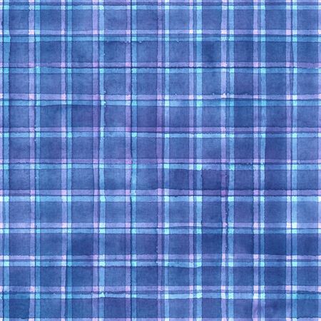 Watercolor stripe plaid seamless pattern. Colorful blue purple pink stripes background. Watercolour hand drawn striped texture. Print for cloth design, textile, fabric, wallpaper, wrapping, tile.の写真素材