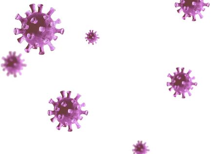 Watercolor hand drawn illustration with Coronavirus virus  isolated on white horizontal background....
