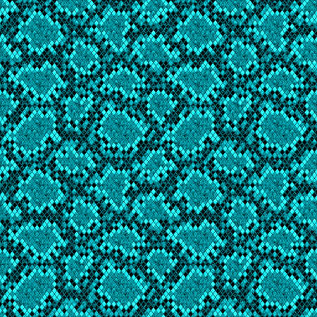 Snakeskin seamless pattern. Teal turquoise reptile repeating texture. Textured snake skin...