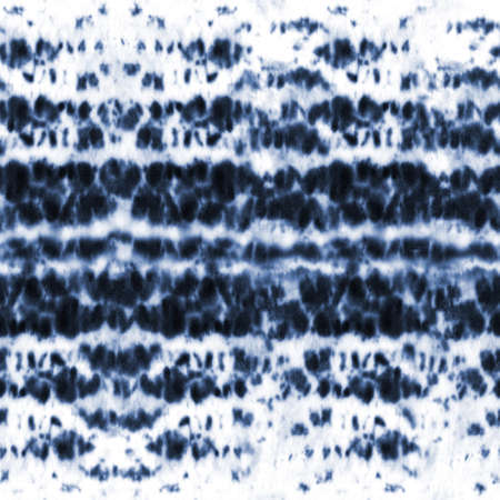 Tie dye shibori seamless pattern. Watercolor hand painted indigo blue navy ornamental elements on white background. Watercolor abstract texture. Print for textile, fabric, wallpaper, wrapping paper.の写真素材