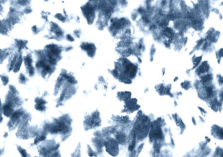 Tie dye shibori pattern. Watercolor hand painted ornamental indigo blue navy colored elements on...