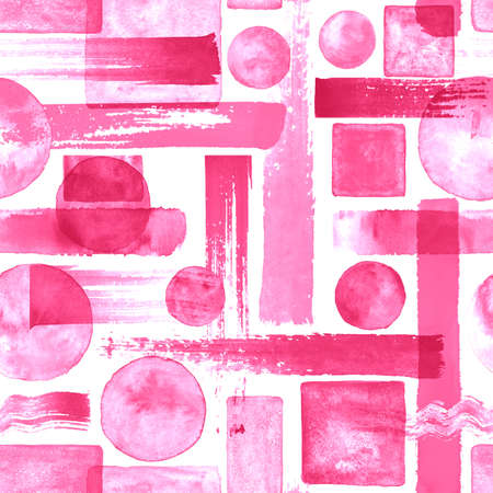 Contemporary art seamless pattern background. Abstract grunge geometric shapes. Watercolor hand...