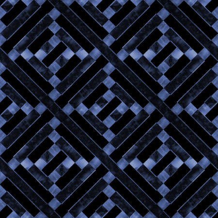 Watercolor geometric geometrical shapes seamless pattern. Dark indigo blue stripes background....