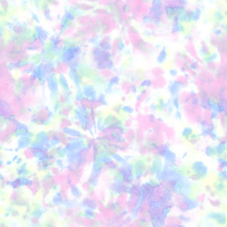 Tie dye shibori seamless pattern. Watercolor hand drawn pastel colors ornamental elements background. Watercolor colorful abstract texture. Print for textile, fabric, wallpaper, wrapping paper.の写真素材