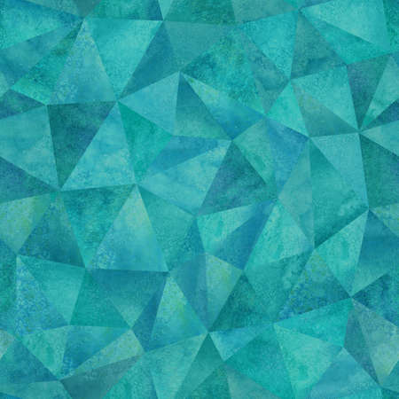 Abstract geometric triangles seamless pattern. Watercolor teal turquoise hand drawn texture. Watercolor collage illustration with geometric triangle shapes. Print for textile, wallpaper, wrapping.の写真素材