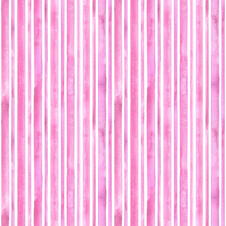 Watercolor pink stripes on white background. Pink and white striped seamless pattern. Watercolor hand drawn stripe texture. Print for cloth design, textile fabric, wallpaper, wrapping paperの写真素材