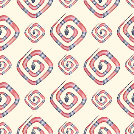 Coral snakes geometric seamless pattern. Red black milky white reptile ornament on white background....