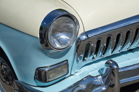 Moscow, Russia - may 20, 2015: A fragment of the car "Volga" GAZ-21, headlightのeditorial素材