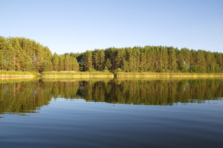 Lake Seliger at sunsetの写真素材