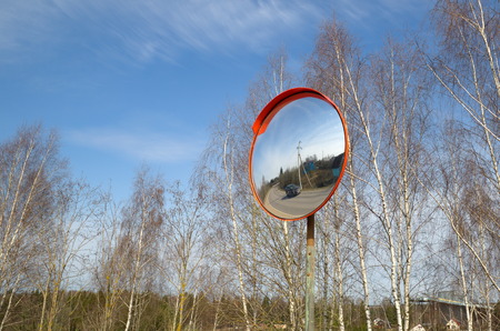 Street the review mirror on the roadの写真素材