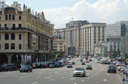 Moscow, Russia - may 27, 2016: View of the street Theatre wayのeditorial素材