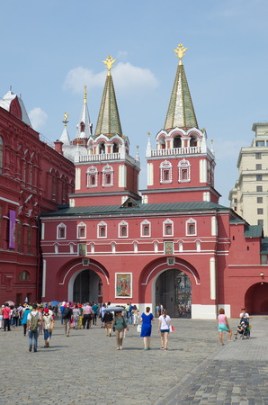 Moscow, Russia - July 27, 2016: Resurrection (Iberian) gate in the Kremlinのeditorial素材