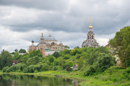 Borisoglebsky monastery on the banks of the Tvertsa river, Torzhok, Tver oblast, Russiaの写真素材