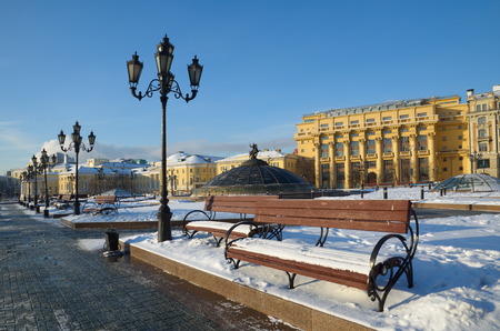 Moscow, Russia - December 16: Winter view of the Manege squareのeditorial素材