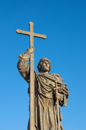 Moscow, Russia - November 22, 2016: The Monument to Saint Prince Vladimir on the Borovitskaya square in Moscow near the Kremlinのeditorial素材