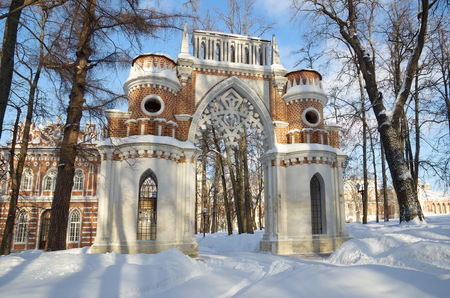 Moscow, Russia - January 17, 2017: The Museum-reserve "Tsaritsyno". Figure (Grape) gateのeditorial素材