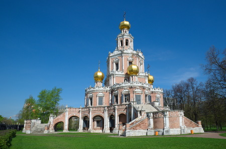 The Church of the Intercession of the Virgin in Fili is built in 1690-1694 in the style of the early Moscow Baroque, Moscow, Russiaの写真素材