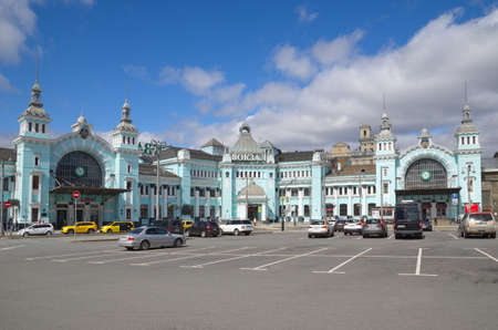 Moscow, Russia - April 28, 2021: The building of the Belorussky railway station on a sunny spring dayのeditorial素材