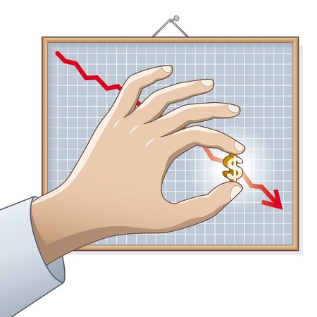 Falling Dollar. US Dollar on the chart.のイラスト素材