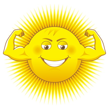 Solar power. Cartooned sun as a source of power.のイラスト素材
