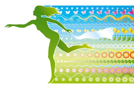 Spring. A silhouette of a girl as a symbol of spring.のイラスト素材