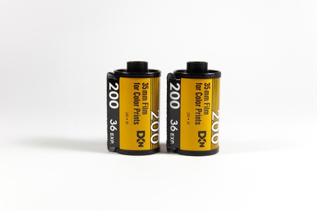 Film cartridge isolate on white backgroundの写真素材