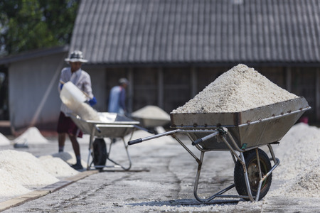Buckets on the salt fieldの写真素材