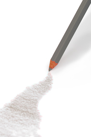 Drawing color pencil over white background, Grey color.の写真素材
