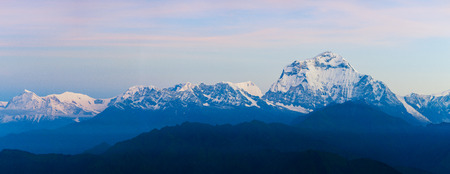 View of snowy mountain before sunrise from poon hill, Nepal.