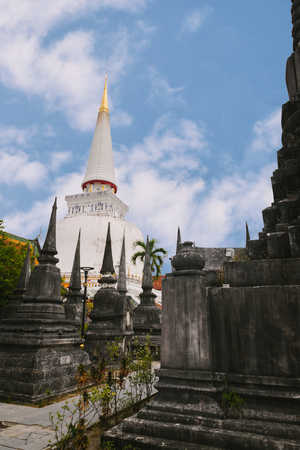The ancient Pagoda in Wat Mahathat temple, Nakhon Si Thammarat ,Thailand.の写真素材