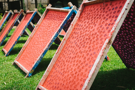 Process of mulberry paper. This is the local production of paper in Chiang Rai, Thailand.の写真素材