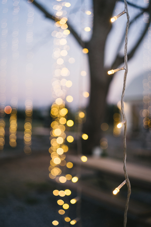 Abstract bokeh of decoration light in the restaurant.の写真素材