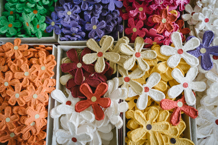 Colorful artificial Flowers from mulberry paper.の写真素材