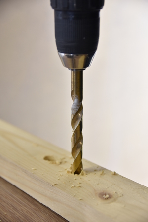 drilling wood machine workの写真素材