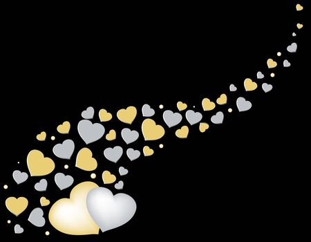 Seamless pattern with gold and silver hearts. Vectorのイラスト素材