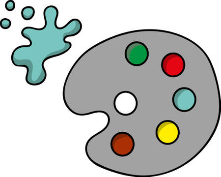 artist palette with paint splatter, freehand art styleのイラスト素材