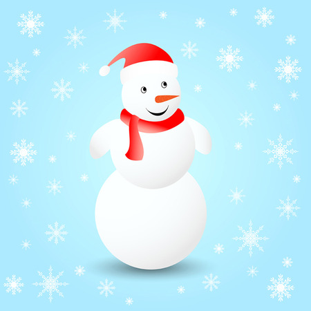 Snowman on the winter backgroundのイラスト素材