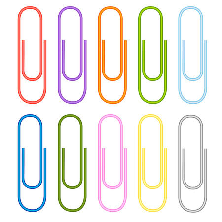 colored paper clips isolated on white backgroundのイラスト素材