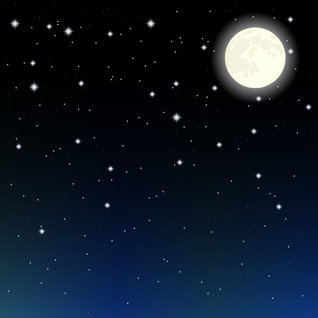 starry sky and the moonのイラスト素材