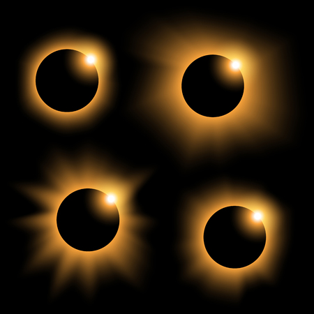 collection of different solar eclipses variant 2 yellowのイラスト素材