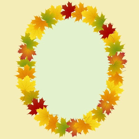 frame of maple leaves ovalのイラスト素材