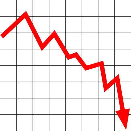 lowering graph with a red arrowのイラスト素材