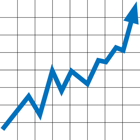 raising graph with a blue arrowのイラスト素材