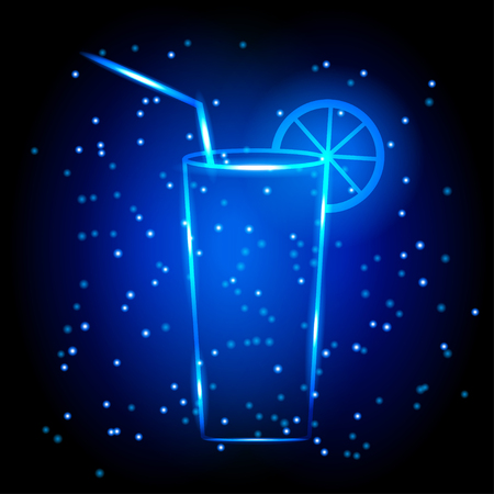 neon cocktail glassのイラスト素材