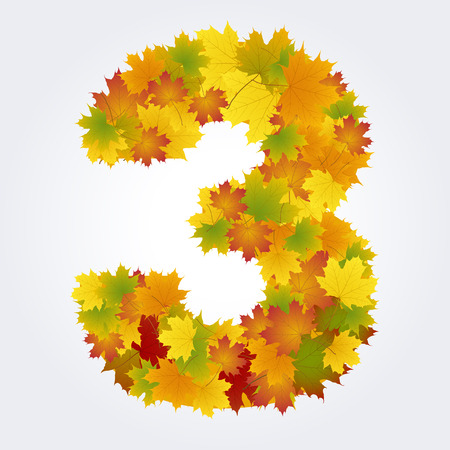 number three of autumn leavesのイラスト素材