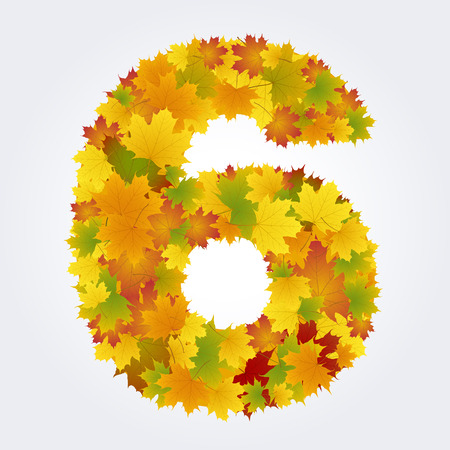 number six of autumn leavesのイラスト素材
